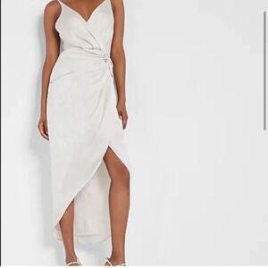 EXPRESS SATIN twist front high low midi dress Size Small NEW WITH TAG Bridal
